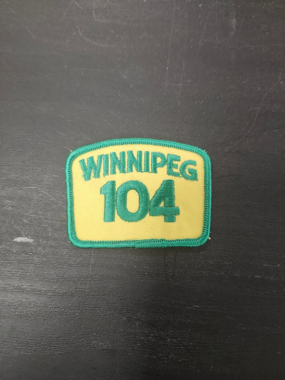 Vintage Winnipeg 104 Patch Green Yellow Embroidered Scout or Cub Emblem Canada